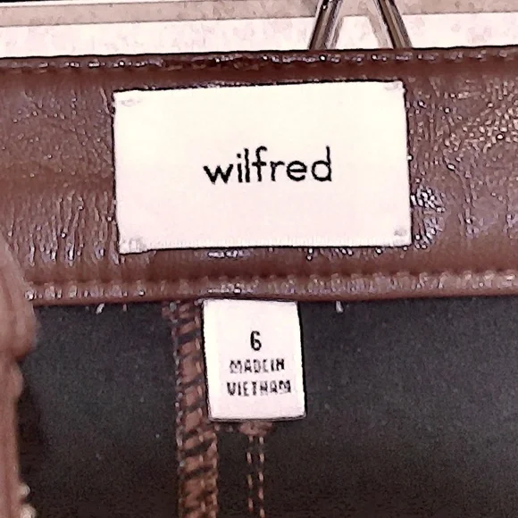 NWT Wilfred Melina Cognac Vegan Leather Pants, 5 Pocket, Size 6 - Picture 7 of 10